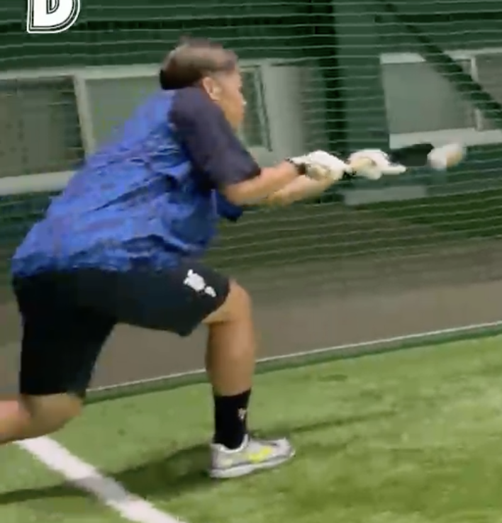 京田選手のバント練習