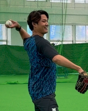 藤浪＆裕太郎の左投げキャッチボール