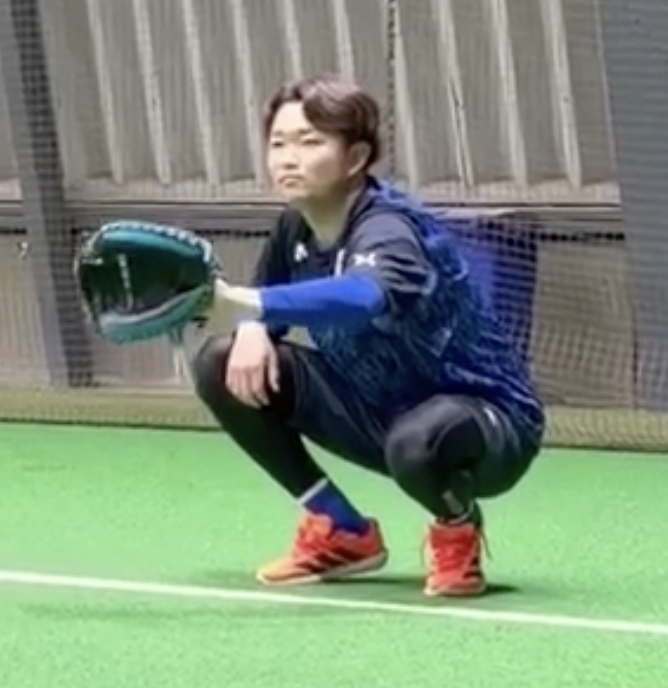 裕太郎のキャッチング練習（東コーチ）