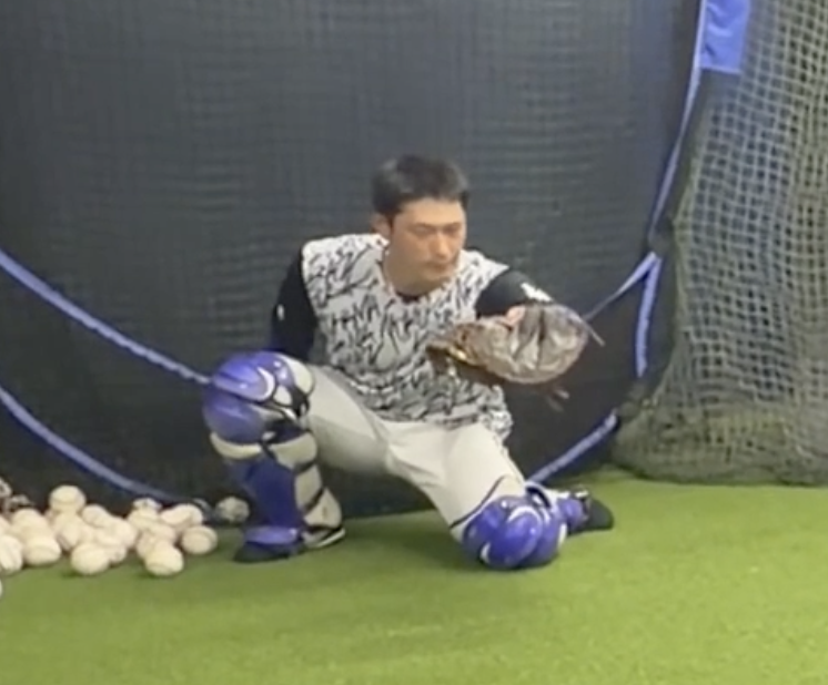 汐恩のキャッチャー練⚾️